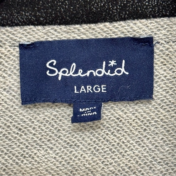 Splendid Faux Suede French Terry Moto Jacket Black White Raw Hem Sz L - Picture 7 of 11